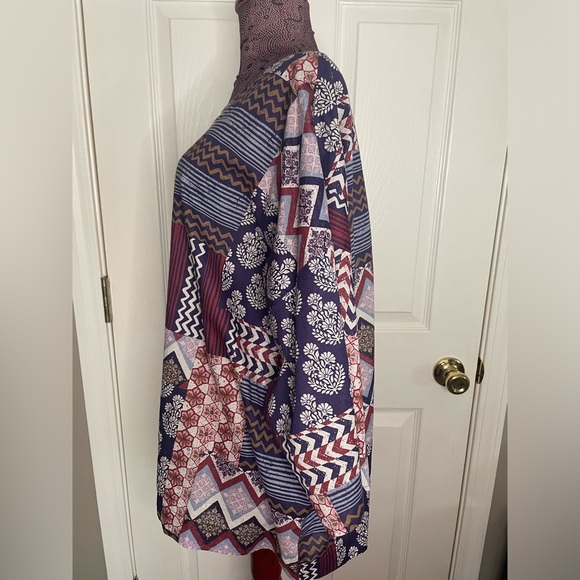 J. Jill Purejill 100% Organic Cotton Batik Patchwork design blouse top size 2X - Picture 6 of 11